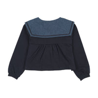 Analogy by Lil Legs Navy Sweet Campaign Sailor Collar Cardigan