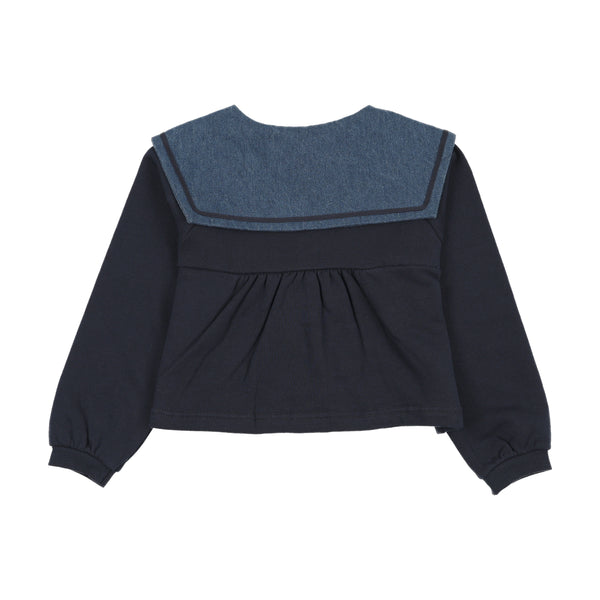 Analogy by Lil Legs Navy Sweet Campaign Sailor Collar Cardigan
