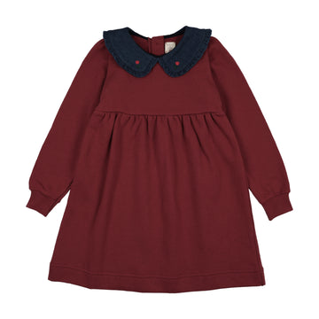 Analogy by Lil Legs Vintage Red Sweet Campaign Denim Collar Sweatshirt Dress