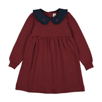 Analogy by Lil Legs Vintage Red Sweet Campaign Denim Collar Sweatshirt Dress