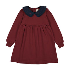 Analogy by Lil Legs Vintage Red Sweet Campaign Denim Collar Sweatshirt Dress