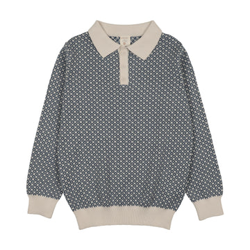 Analogy by Lil Legs Dreid Blu/Crprt Heirloom Knits Boys Collared Sweater