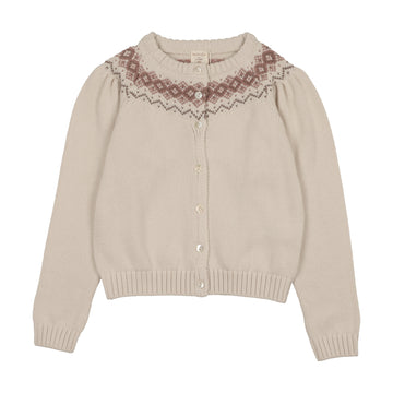 Analogy by Lil Legs Cream/Pink Heirloom Knits Cardigan