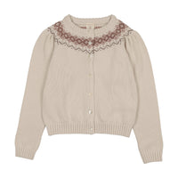 Analogy by Lil Legs Cream/Pink Heirloom Knits Cardigan
