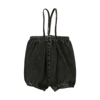 Analogie By Lil Legs DENIM SUSPENDER SHORTS - Black Denim
