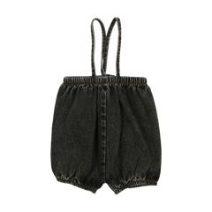 Analogie By Lil Legs DENIM SUSPENDER SHORTS - Black Denim