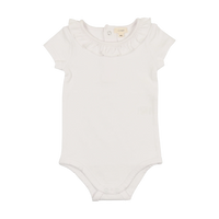 Analogie By Lil Legs Ruffle Onesie SS - White