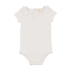 Analogie By Lil Legs Ruffle Onesie SS - White
