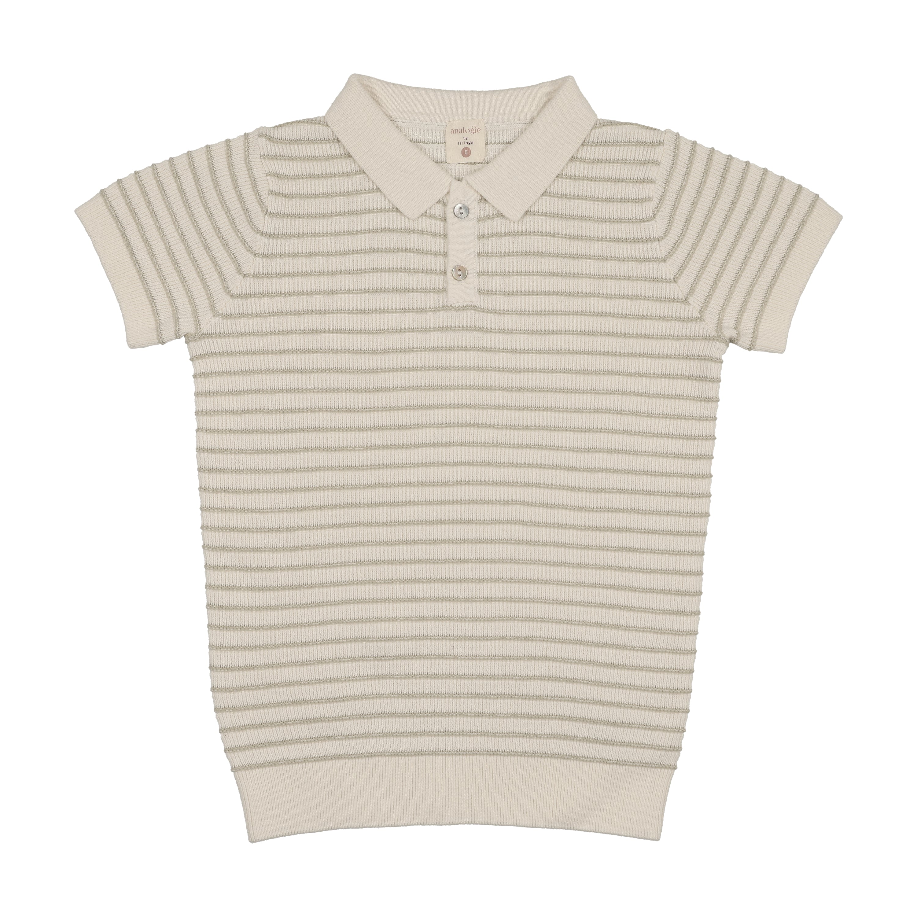 Analogie By Lil Legs Textured Stripe Knit Polo - Shrub Green Analogie By Lil Legs Textured Stripe Knit Polo - Shrub Green