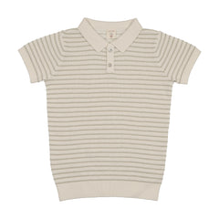 Analogie By Lil Legs Textured Stripe Knit Polo - Shrub Green