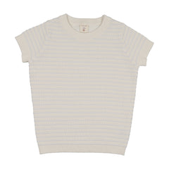 Analogie By Lil Legs Textured Stripe Knit Crewneck - Clear Blue