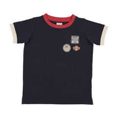 Analogie By Lil Legs Patch Applique Tee - Navy