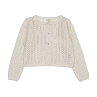 Analogie By Lil Legs Girls Pointelle Cardigan - Cream