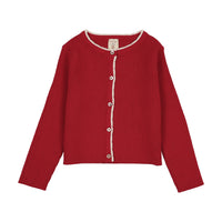 Analogie By Lil Legs Scallop Rib Cardigan - Red
