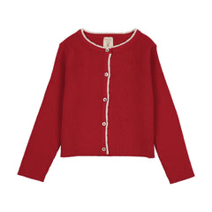 Analogie By Lil Legs Scallop Rib Cardigan - Red