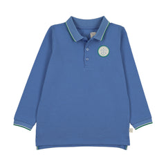 Analogie By Lil Legs Boating Crew Long Sleeve Polo - Fresh Blue