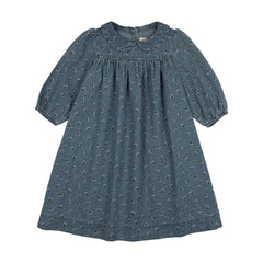 Analogie By Lil Legs Dainty Denim Dress 3/4 Sleeves - Blue