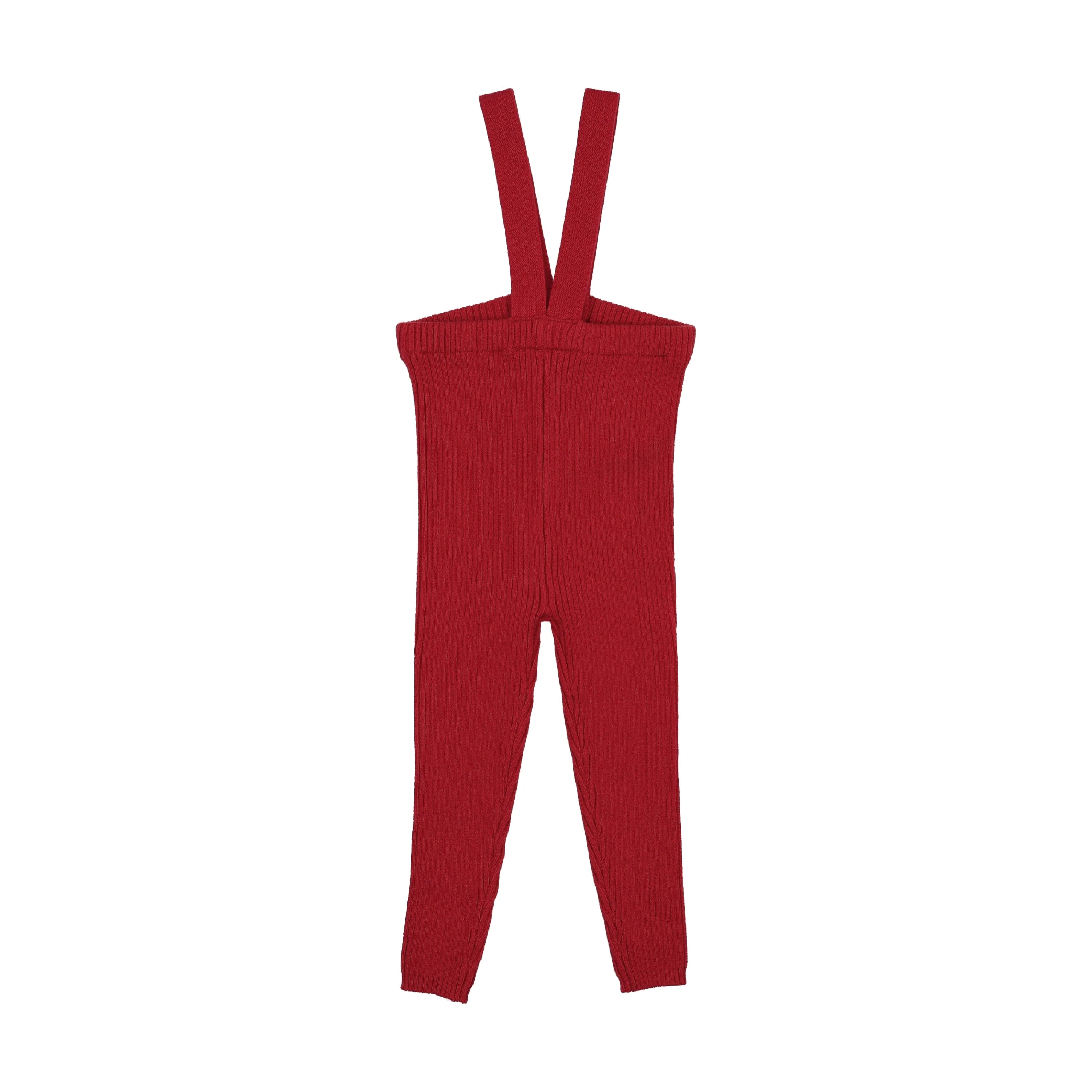 Analogie By Lil Legs Knit Long Suspender Leggings - Red | Buttons Bebe