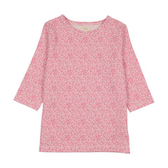Analogie By Lil Legs Classic Printed Tee 3/4 - Bright Pink Mini Flower