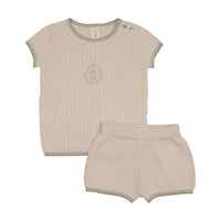Analogie By Lil Legs Boys Knit Emblem Set - Wheat