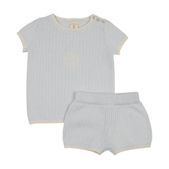 Analogie By Lil Legs Boys Knit Emblem Set - Clear Blue