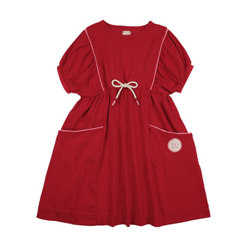 Analogie By Lil Legs Boating Crew Dress SS - Red