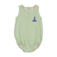 Analogie By Lil Legs Sailor Stripe Romper - Green Stripe