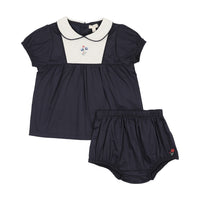 Analogie By Lil Legs Bib Toddler Set - Navy