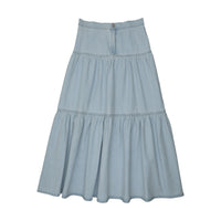 Analogie By Lil Legs Denim Tiered Maxi Skirt - Light Wash