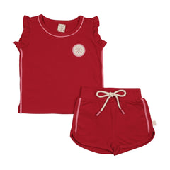 Analogie By Lil Legs Boating Crew Girls Set - Red