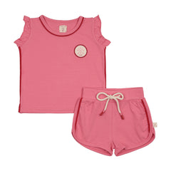 Analogie By Lil Legs Boating Crew Girls Set - Fresh Pink