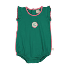Analogie By Lil Legs Boating Crew Girls Romper - Electric Green