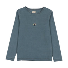 Analogie By Lil Legs Dainty Denim Girls Tee Long Sleeve - Blue
