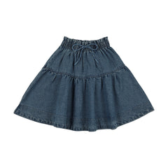 Analogie By Lil Legs Denim Gathered Skirt - Mid Blue Wash