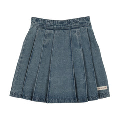 Analogie By Lil Legs Denim City Pleated Skirt - Mid Blue Wash