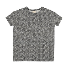 Analogie By Lil Legs Classic Printed Tee SS - Black Mini Floral