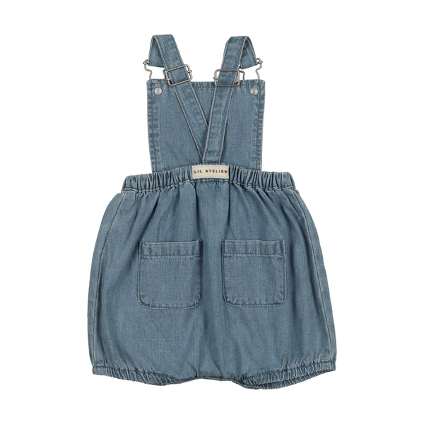 Analogie By Lil Legs Denim City Girls Romper - Mid Blue Wash