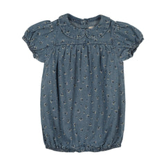 Analogie By Lil Legs Dainty Denim Girls Romper - Blue Wash