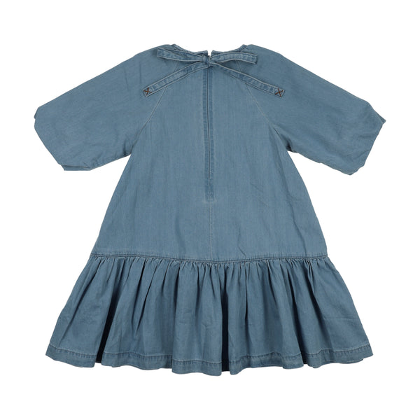 Analogie By Lil Legs Denim Capsule Dress 3/4 Sleeves - Blue Tencel