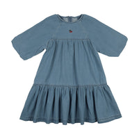 Analogie By Lil Legs Denim Capsule Dress 3/4 Sleeves - Blue Tencel
