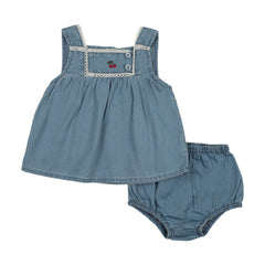 Analogie By Lil Legs Denim Capsule Toddler Girl Set - Blue Tencel