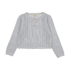 Analogie By Lil Legs Girls Pointelle Cardigan - Clear Blue
