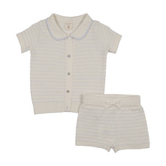Analogie By Lil Legs Textured Stripe Knit Set - Clear Blue