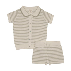 Analogie By Lil Legs Textured Stripe Knit Set - Shrub Green