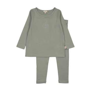 Analogie By Lil Legs Embroidered Lounge Set - Seafoam