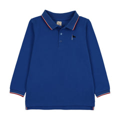 Analogie By Lil Legs Outer Field Boys Long Sleeve Polo - Electric Blue