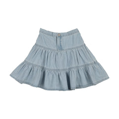 Analogie By Lil Legs Denim Tiered Skirt - Light Wash