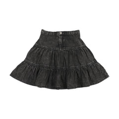 Analogie By Lil Legs Denim Tiered Skirt - Black Wash