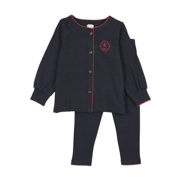 Analogie By Lil Legs Girls Shabbos Lounge Set - Navy