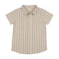 Analogie By Lil Legs Downtown Boys SS Button Down Shirt - Wheat Stripe
